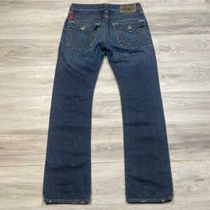 Y2K True Religion Ricky super T leather patch bootcut Jeans size 31 thick stitch